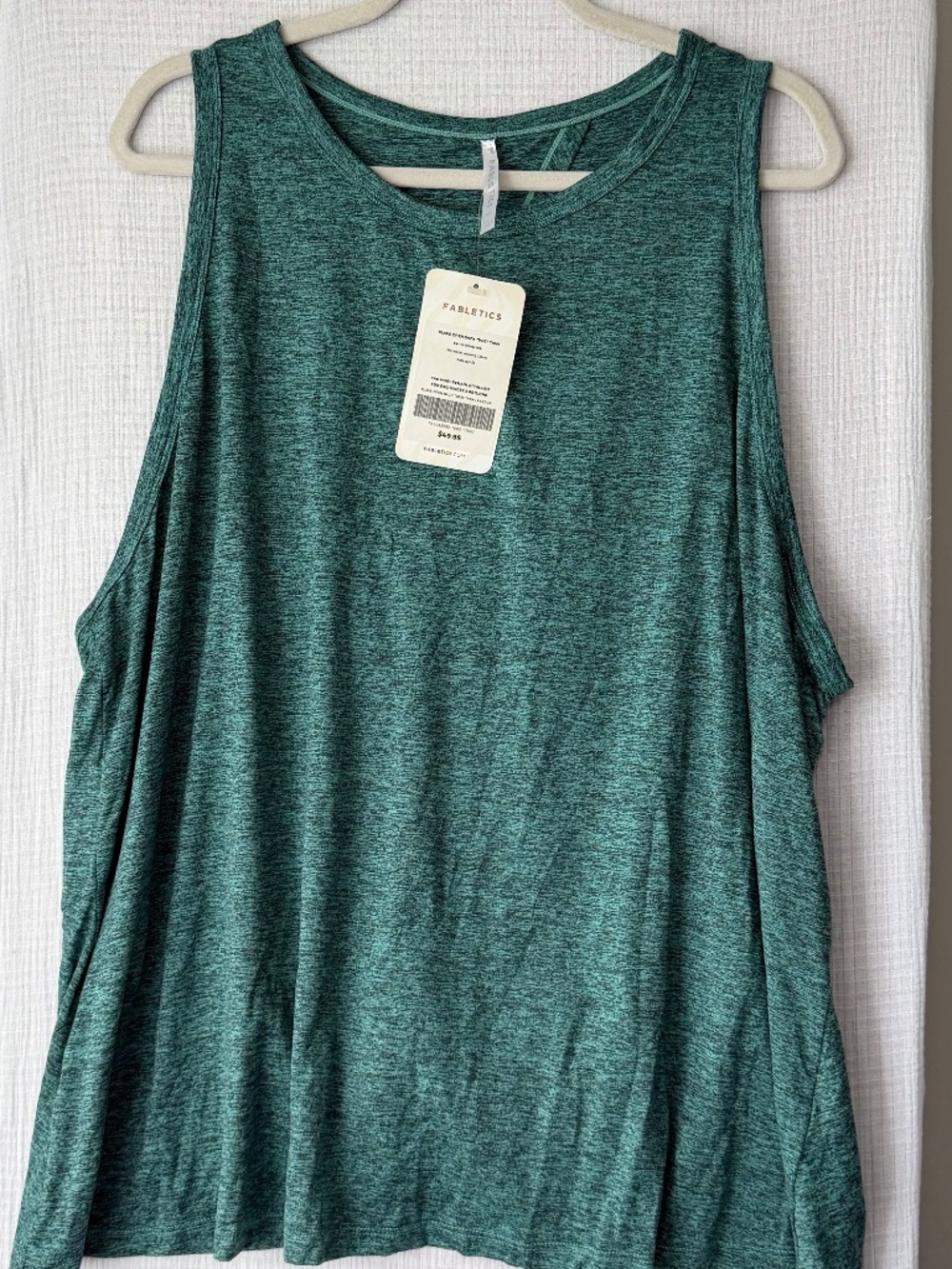 NWT Fabletics Women's Top Green Heather Blake Open Back Twist Tank Top Size 4X